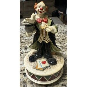 Clown Magician Hand Painted Ceramic Music box #270 Schmid Send in the Clowns VTG